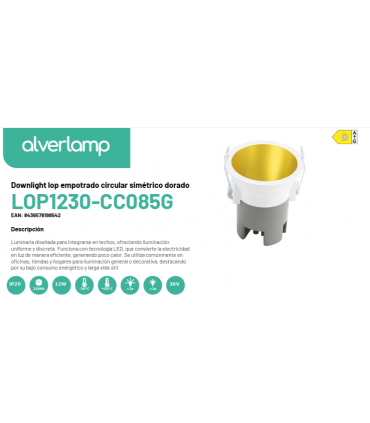 Downlight lop empotrado circular simétrico dorado LOP1230-CC085G
