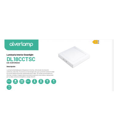 Downlight Slim 20W CCT Superficie Cuadrado  blanco