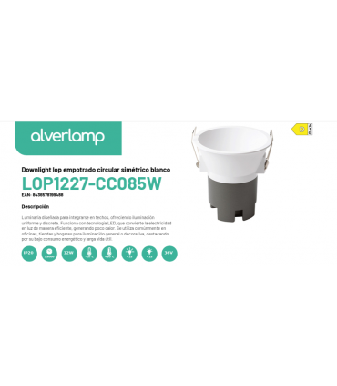 Downlight lop empotrado circular simétrico blanco LOP1227-CC085W
