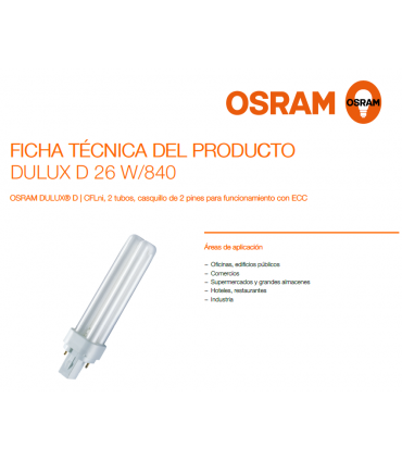 DULUX D 26W-840 G24D-3 (Caja 10 unidades) OSRAM