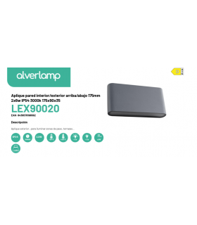 Aplique pared interior/exterior arriba/abajo 175mm 2x6w ip54 3000k 175x90x35