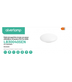 Plafón led superficie circular con sensor ø300x86mm 120 grados ip20 17w 4000k