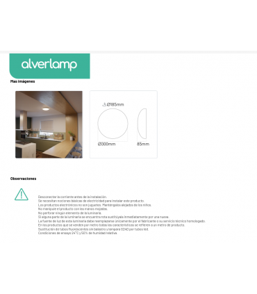 Plafón led superficie circular con sensor ø300x86mm 120 grados ip20 17w 4000k