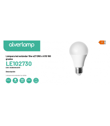 Lámpara led estándar 10w e27 smd Ø60 x h120 160 grados