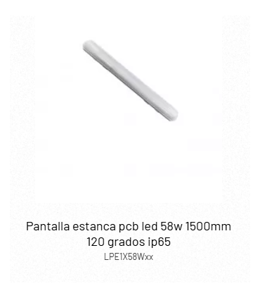 Pantalla estanca pcb led 58w 1500mm 120 grados IP65