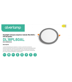 Downlight smd para empotrar redondo 18w Ø220 x h15 120 grados