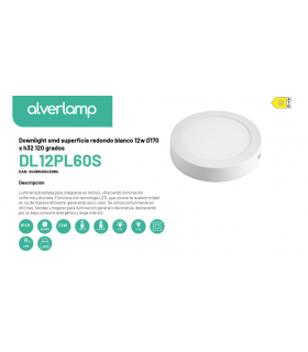 Downlight smd superficie redondo blanco 12w Ø170 x h32 120 grados