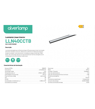 Luminária Linear Interior LLN40CCTB