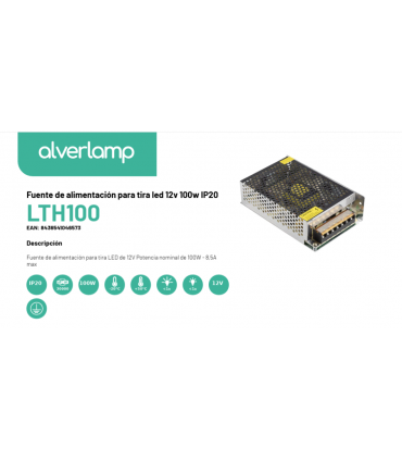 Fuente de alimentación para tira led 12v 100w ip20