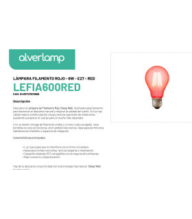 LÁMPARA FILAMENTO ROJO - 6W - E27 - RED