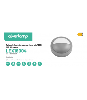 Aplique led exterior redondo visera gris 4000k IP65 180 grados