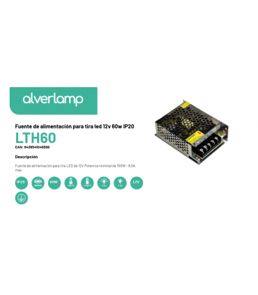 Fuente de alimentación para tira led 12v 60w IP20 LTH60