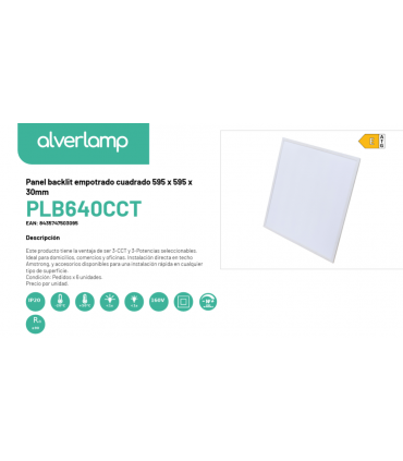 Panel empotrado 595 x 595 x 30mm (Pack 6 unidades)
